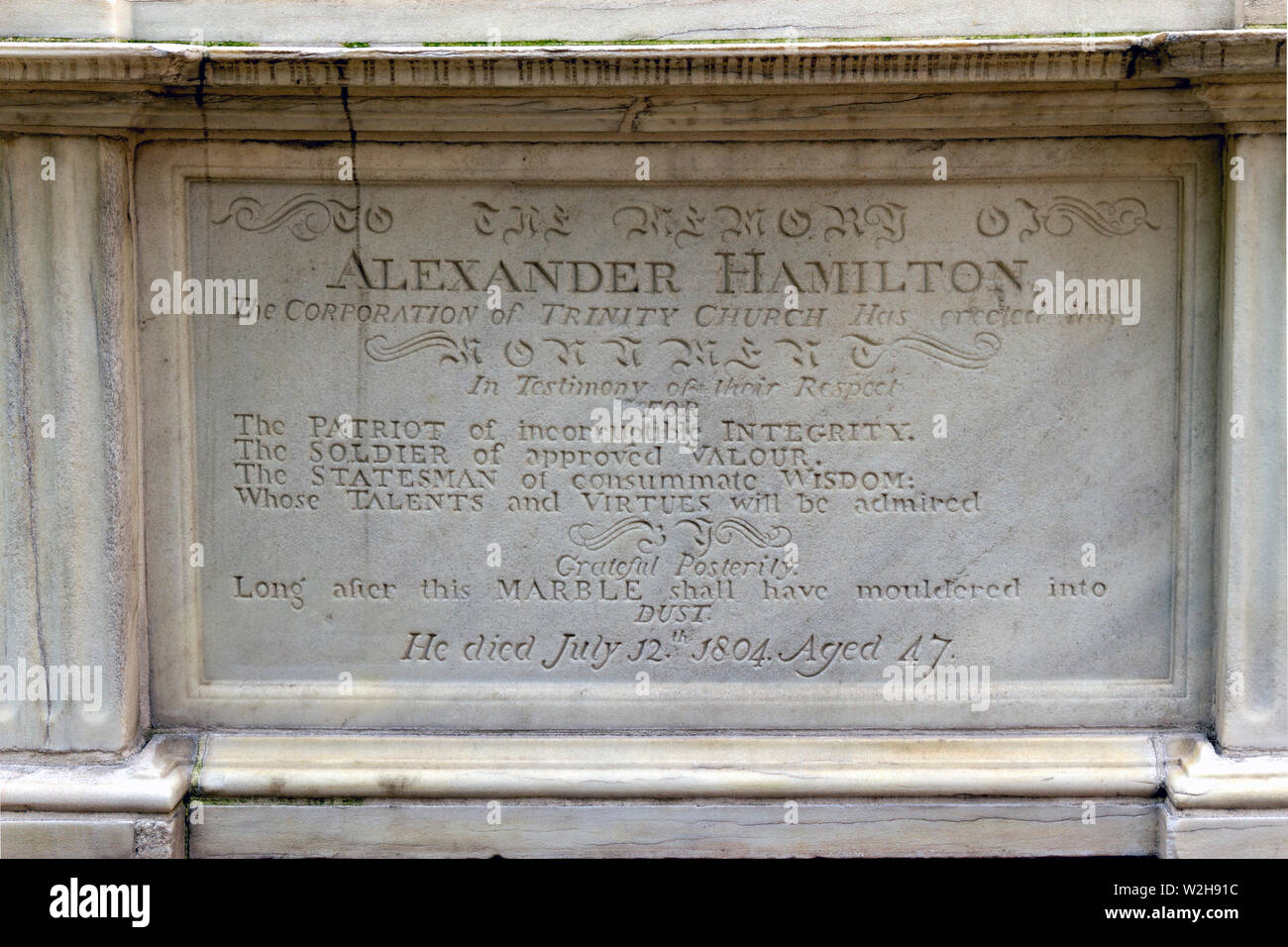 Grabstein von Alexander Hamilton Stockfoto