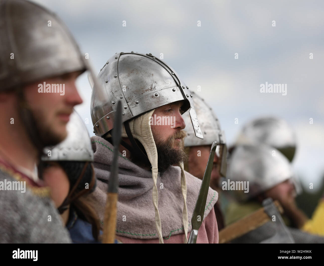 Viking Warriors, die gefürchteten Nordmänner aus Skandinavien Stockfoto