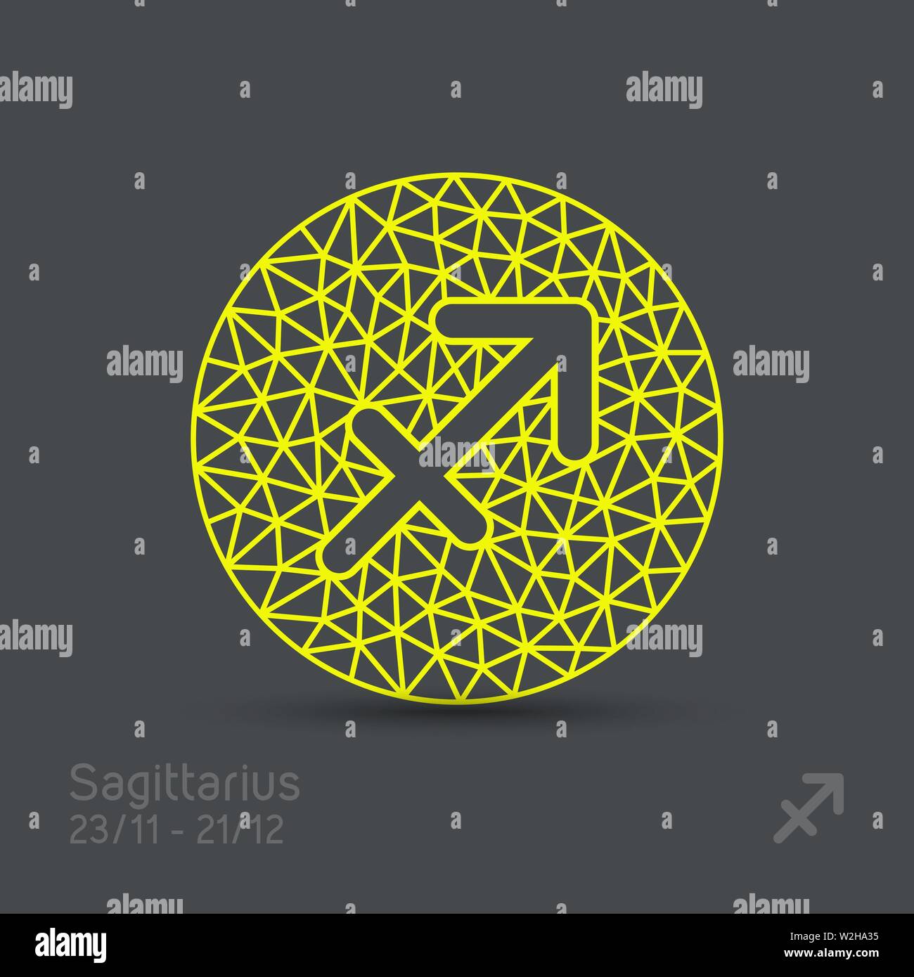 Schütze Sternzeichen in kreisförmigen Rahmens, Vector Illustration. Kontur Symbol. Abstrakte Symbol. Stock Vektor