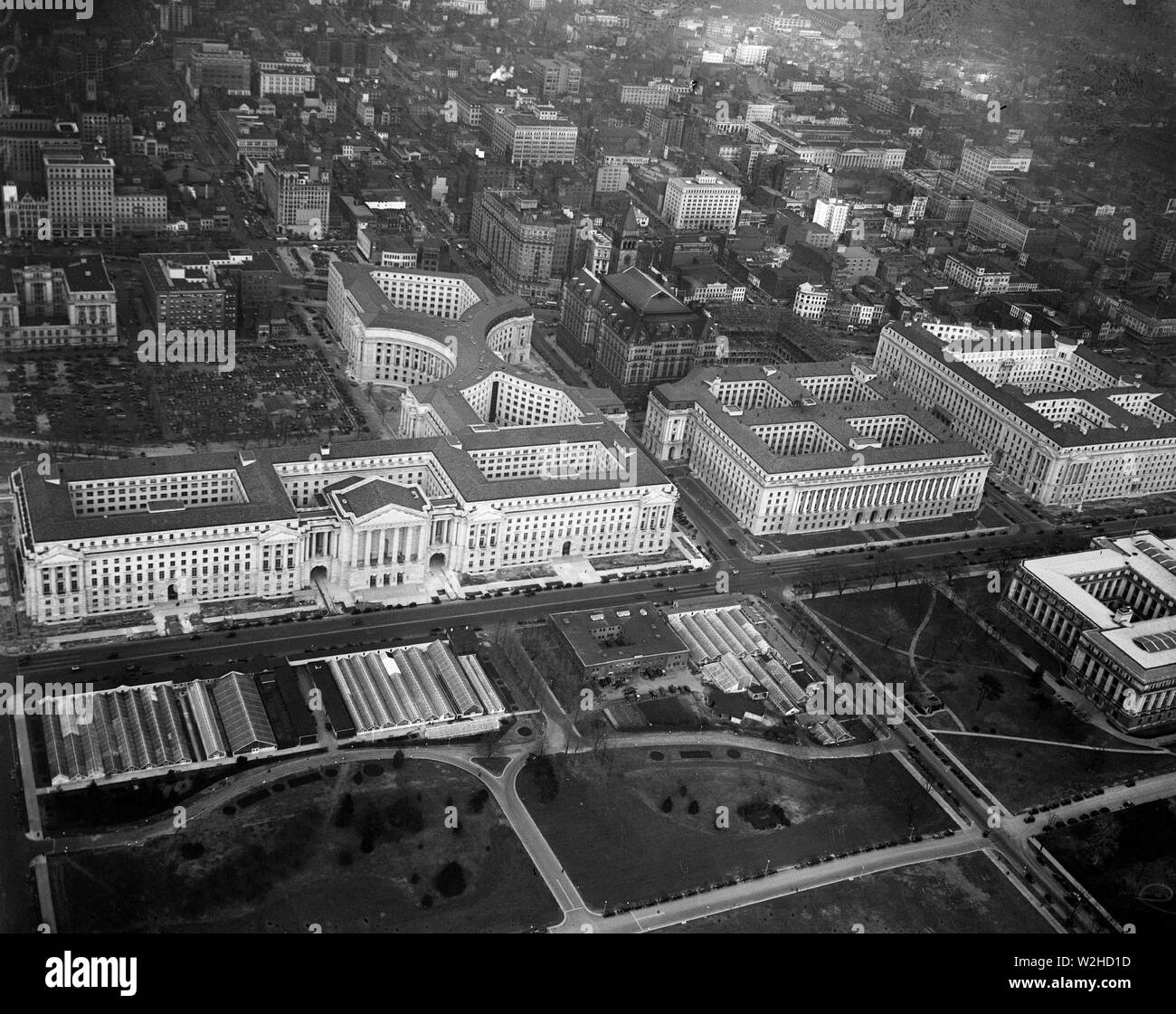 Washington D.C. Geschichte - Luftaufnahme von Washington D.C. Ca. Januar 1935 Stockfoto