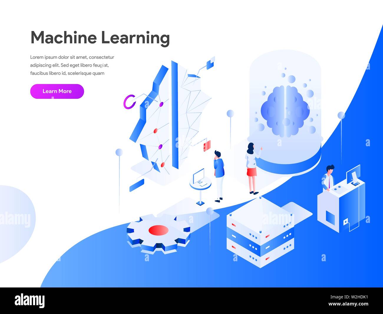 Machine Learning isometrische Darstellung Konzept. Modernes flaches design Konzept der Webseite Design für die Website und mobile Website. Vector Illustration EPS Stock Vektor