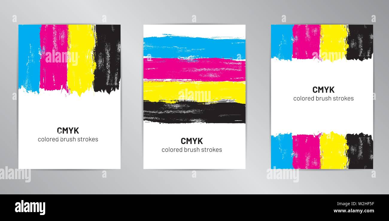 CMYK-bürste Cover Design Hintergrund Format A4. Stock Vektor