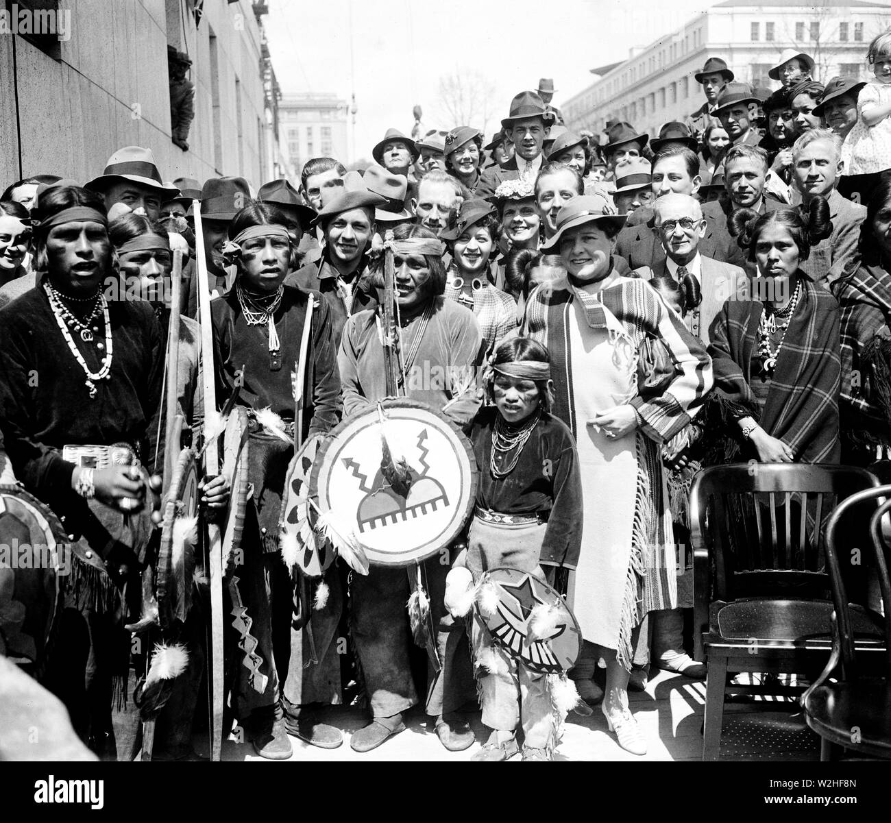 Treffen mit den amerikanischen Ureinwohnern, Washington, D.C./Versammlung mit Indianer 1930 Ca. 1936 Stockfoto