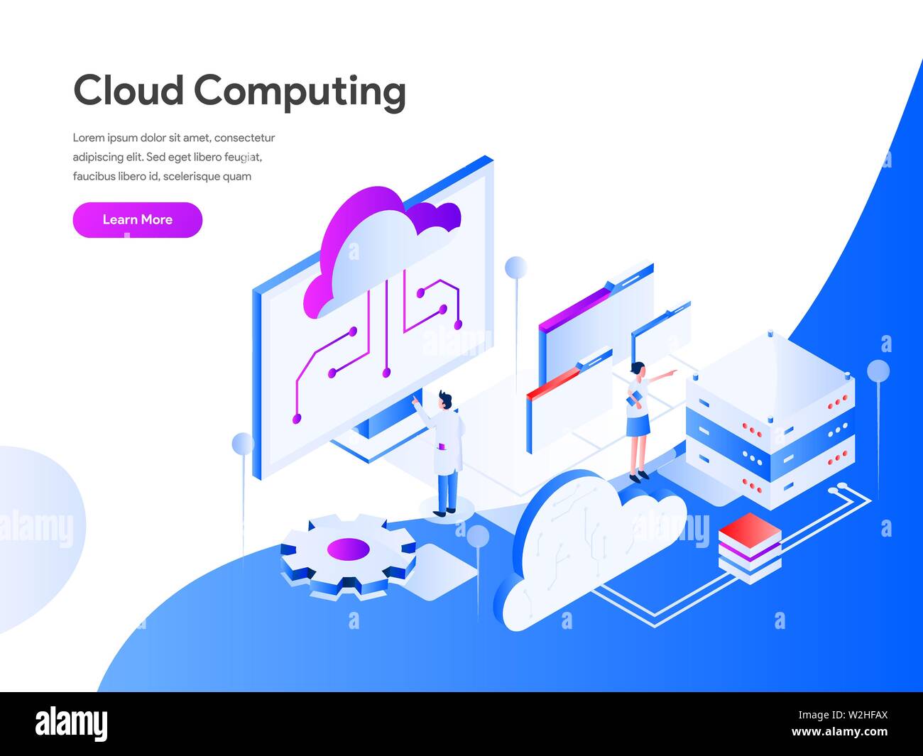 Cloud Computing isometrische Darstellung Konzept. Modernes flaches design Konzept der Webseite Design für die Website und mobile Website. Vector EPS Abbildung 1. Stock Vektor