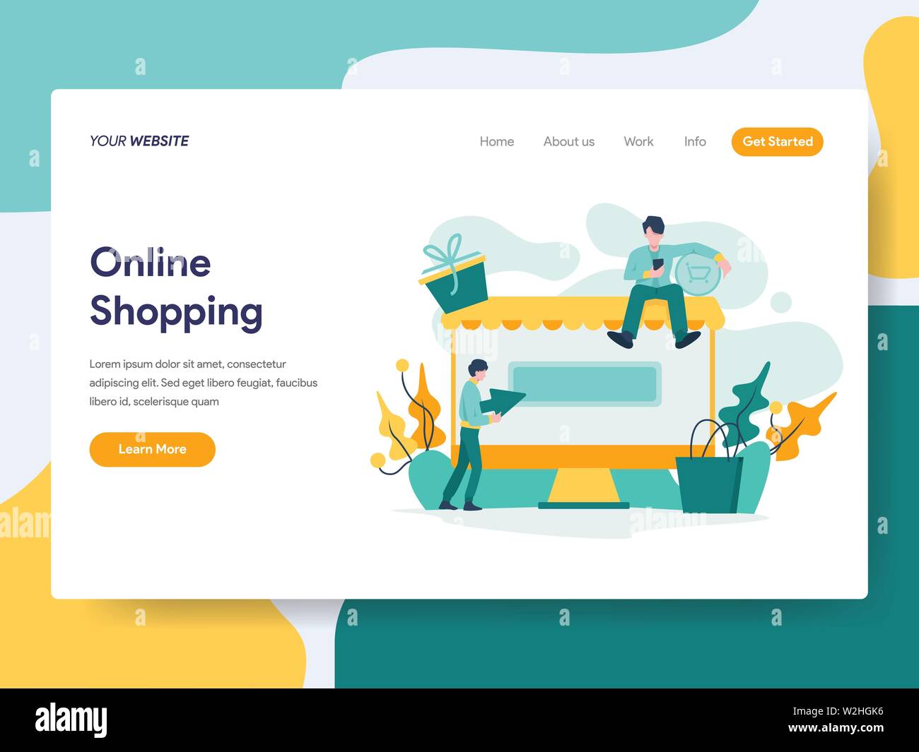 Landing Page Template von Online Shopping Abbildung Konzept. Modernes flaches design Konzept der Webseite Design für die Website und mobile Website. Vektor krank Stock Vektor