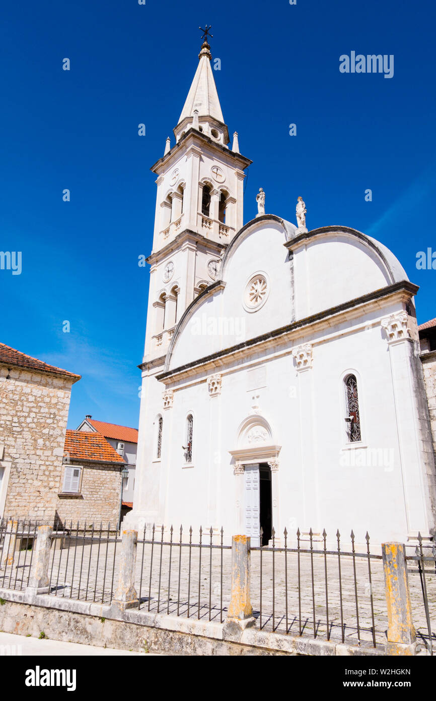 Crkva Marijinog Uznesenja, Kirche Maria Himmelfahrt, Jelsa, Hvar, Dalmatien, Kroatien Stockfoto