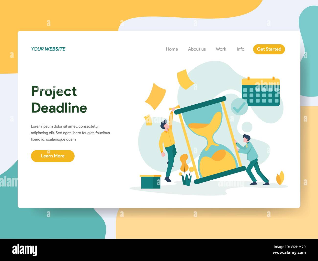 Landing Page Template Projekt Frist Abbildung Konzept. Modernes flaches design Konzept der Webseite Design für die Website und mobile Website. Vektor il Stock Vektor
