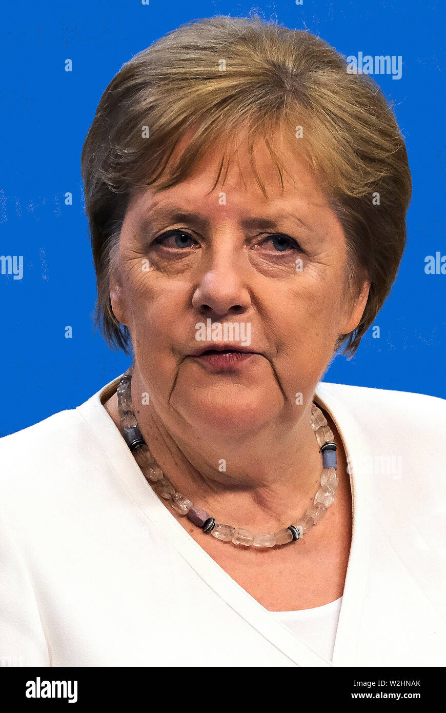 Angela Merkel - * 17.05.1954: Deutsche Politikerin der Christlich Demokratischen Union und der Bundeskanzler der Bundesrepublik Deutschland. Stockfoto