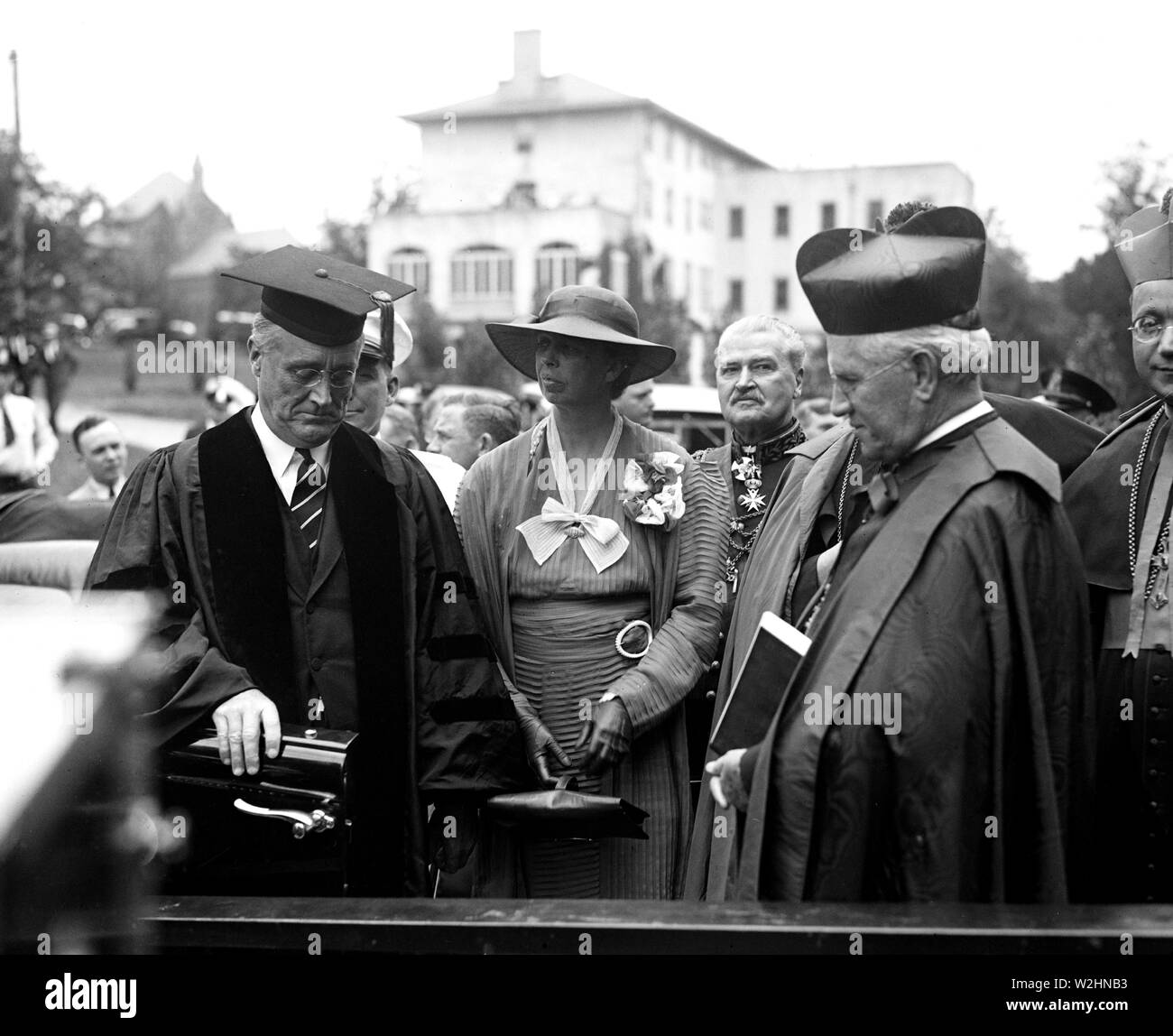 Franklin D. und Eleanor Roosevelt an der Katholischen Universität in Washington, D.C. Ca. 1933 Stockfoto