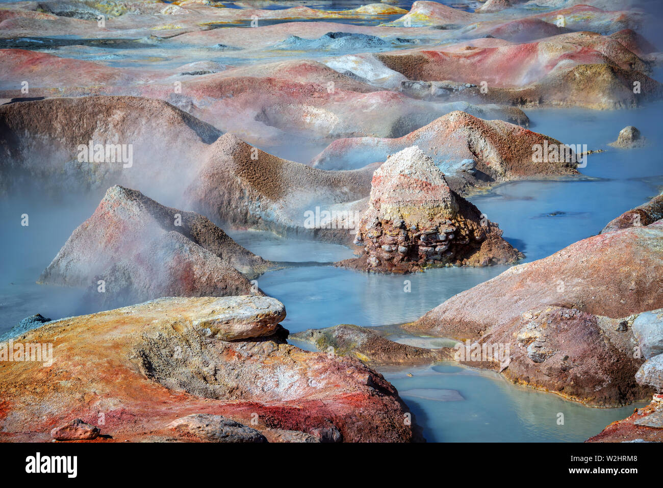 Sol de Manana, Geysire und geothermischen Bereich in Sur Lipez Provinz, Potosi, Bolivien Stockfoto