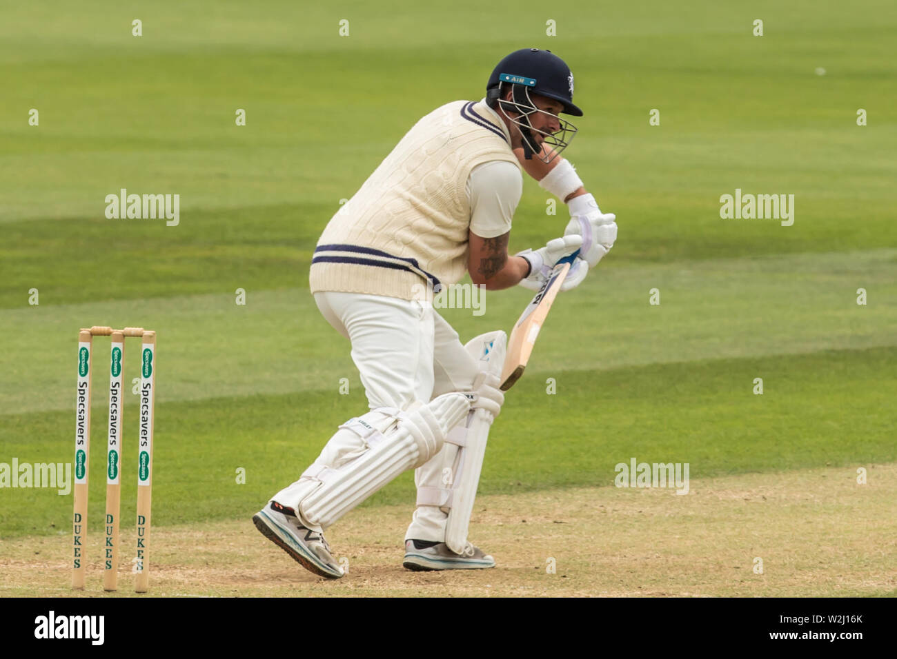 London, Großbritannien. 9. Juli, 2019. Darren Stevens schlagen für Kent gegen Surrey an Tag drei des Specsavers County Championship Game am Oval. David Rowe/Alamy Leben Nachrichten. Stockfoto