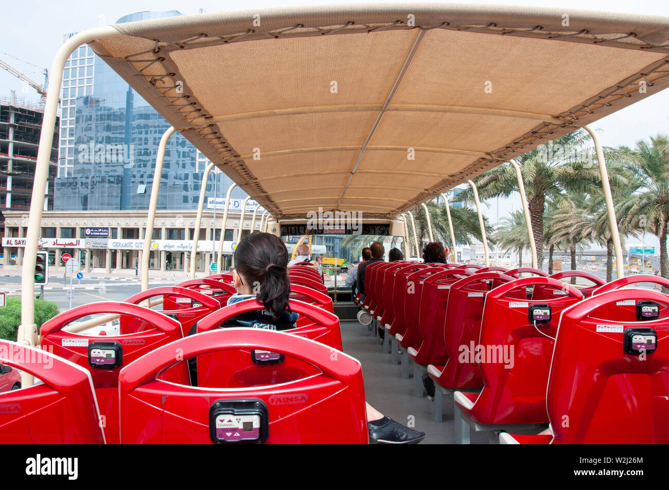 Dubai hop-on/hop-off Double Decker Bus in Dubai, Vereinigte Arabische Emirate Stockfoto
