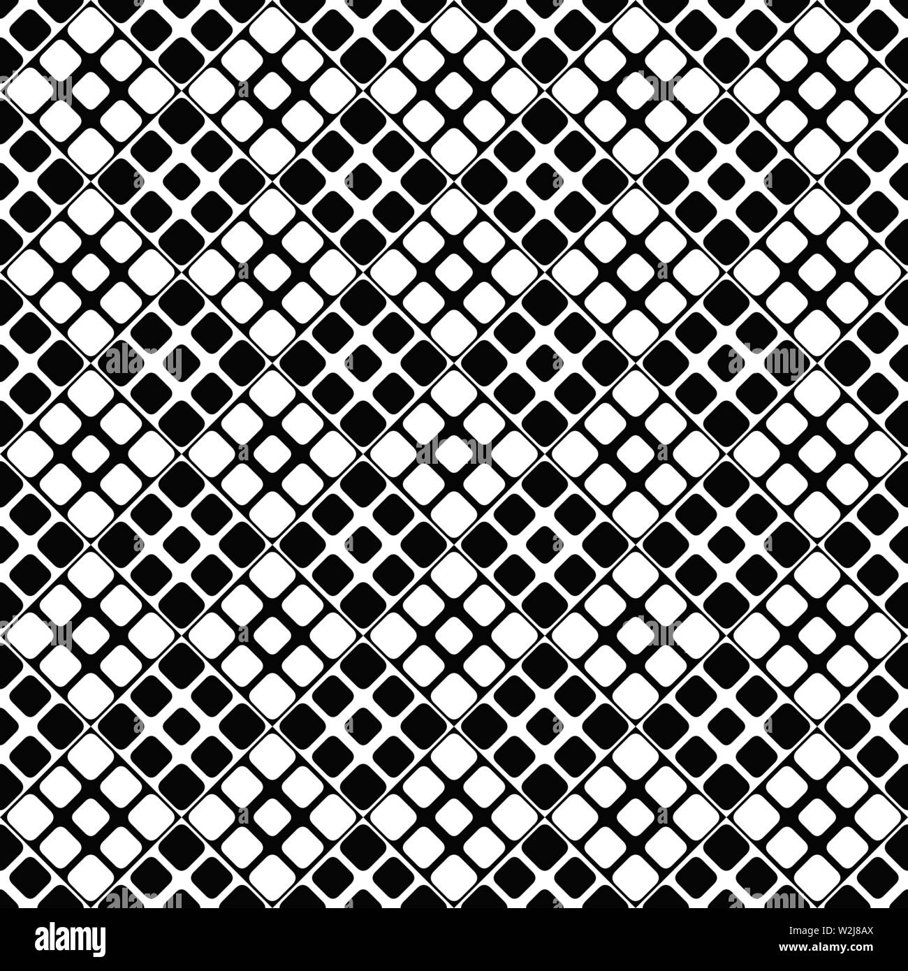 Zusammenfassung nahtlose schwarze und weiße Quadrat mit abgerundeten Ecken Muster Hintergrund - monochrom Vector Graphic Design Stock Vektor