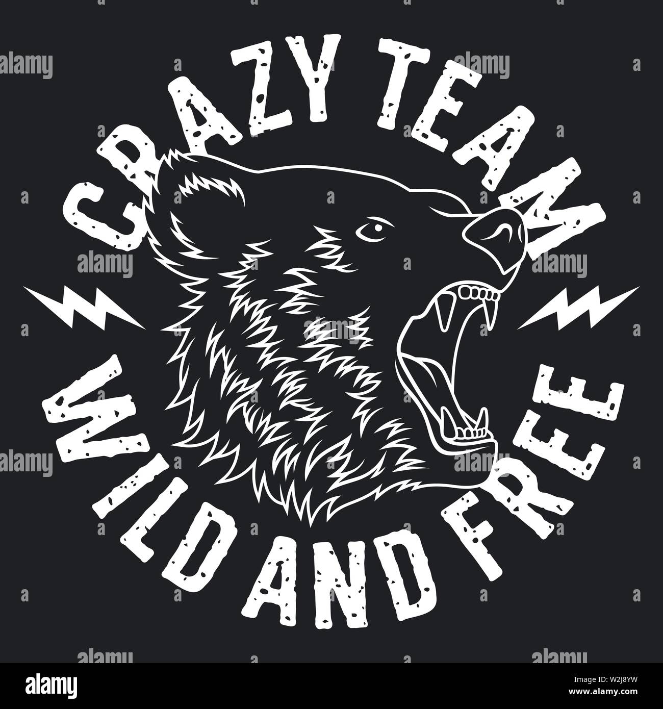 Tragen Kopf. Crazy Team California t-shirt Design. Trendy Graphic Tee Stock Vektor