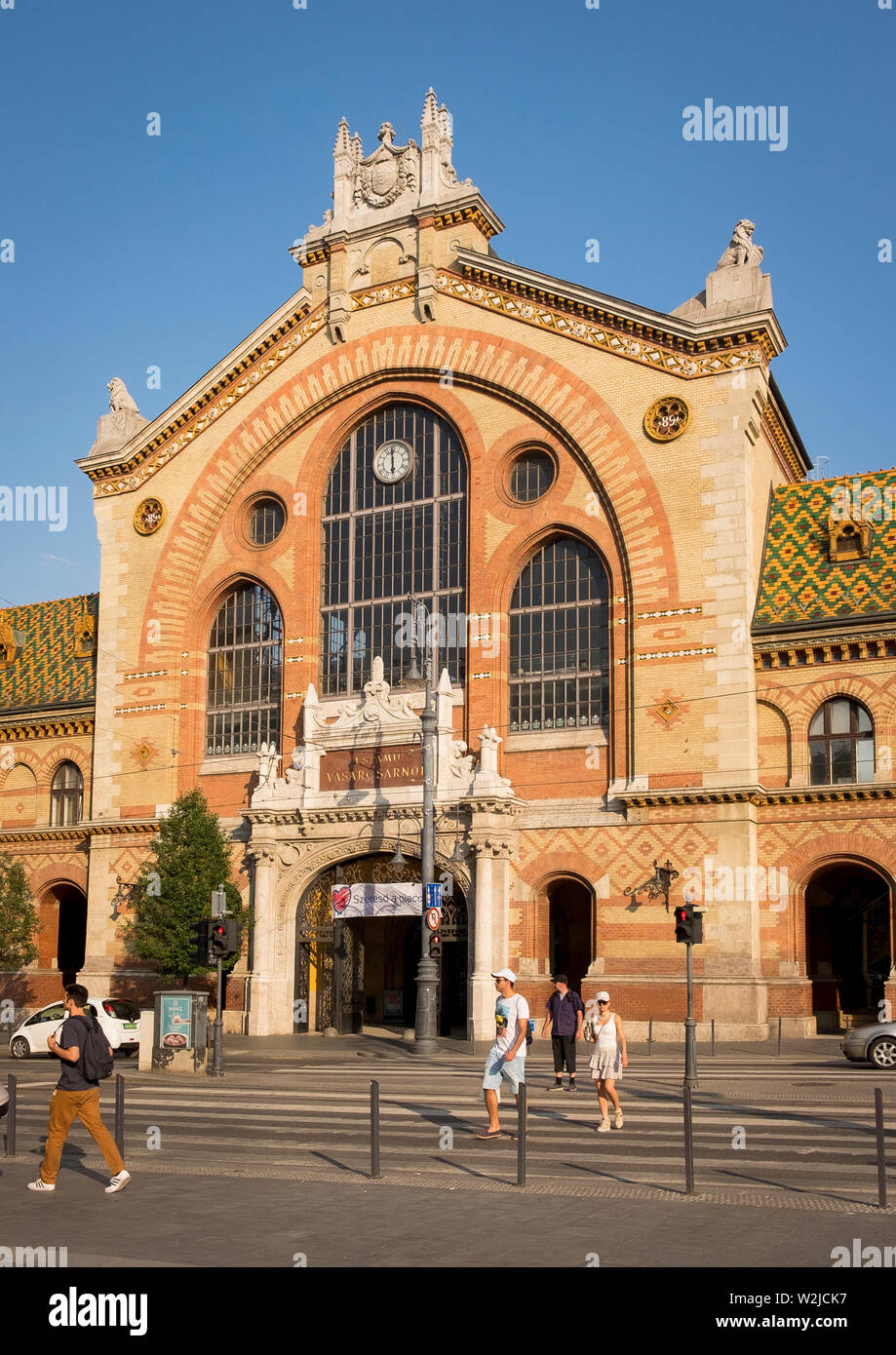 Fassade des Central Market, Nagy Vásárcsarnok, Budapest Stockfoto