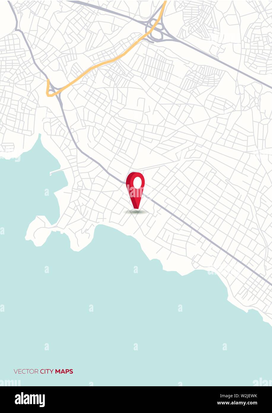 Vektor abstrakte Stadtplan mit roten Zeiger Stock Vektor