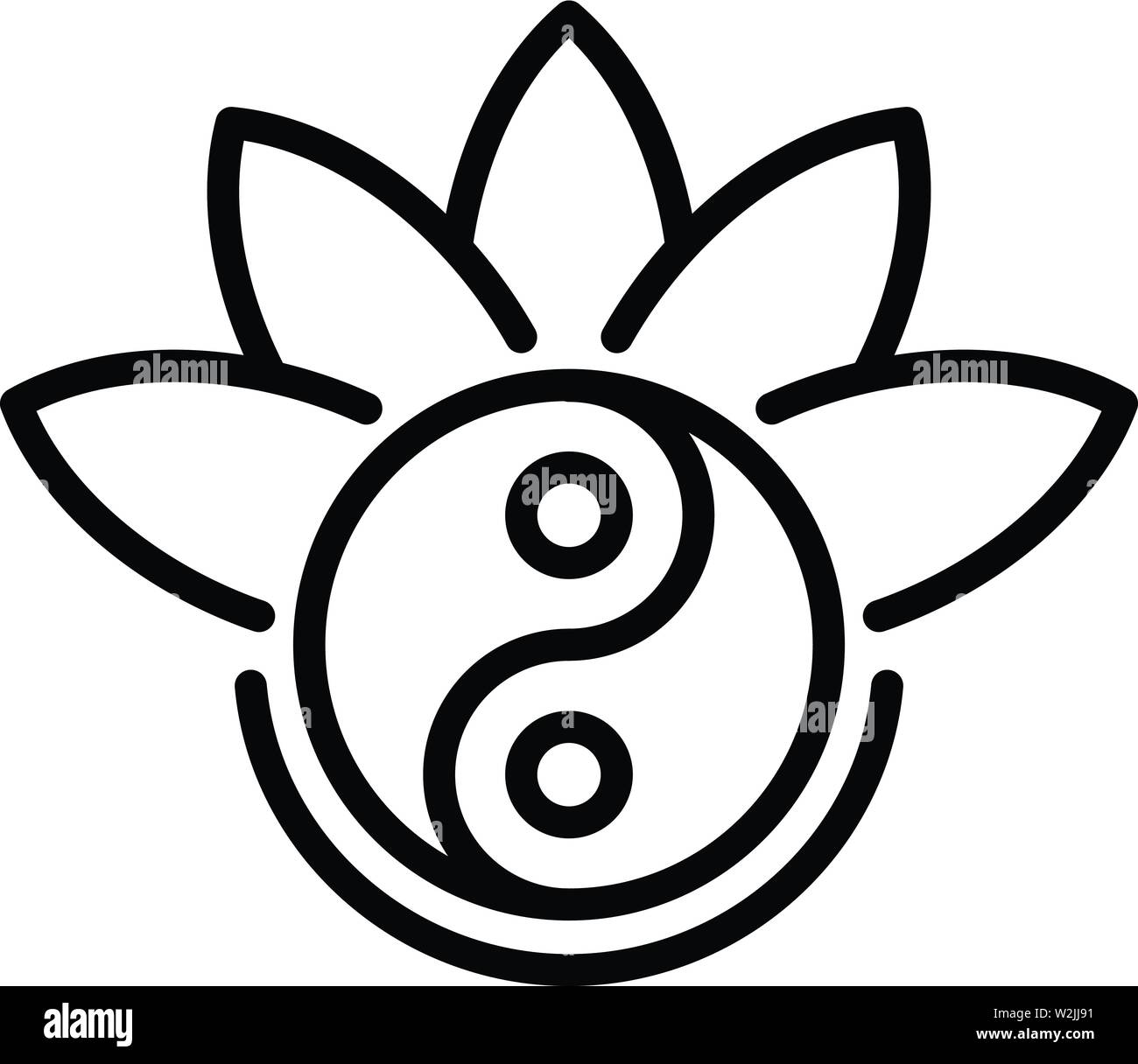 Yin Yang lotus Symbol, outline Style Alamy