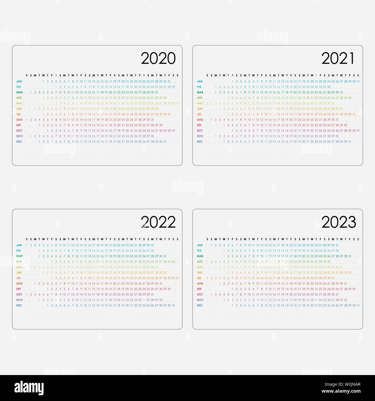 2020 Vorlage Kalender. beginnt Montag. Kalender vektor design Briefpapier Vorlage. Vector Illustration. Stock Vektor