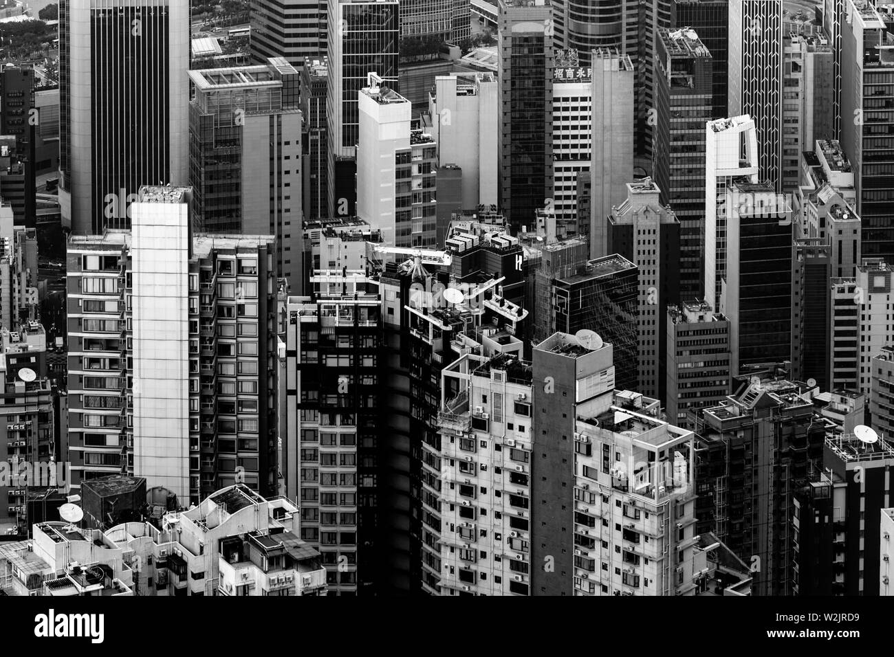 Blick auf die Skyline von Hongkong vom Victoria Peak, Hong Kong, China Stockfoto
