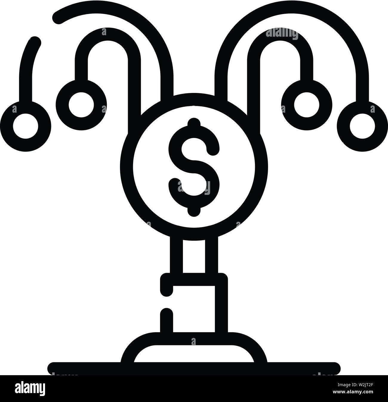 Dollar Münze cup Symbol, outline Style Stock Vektor