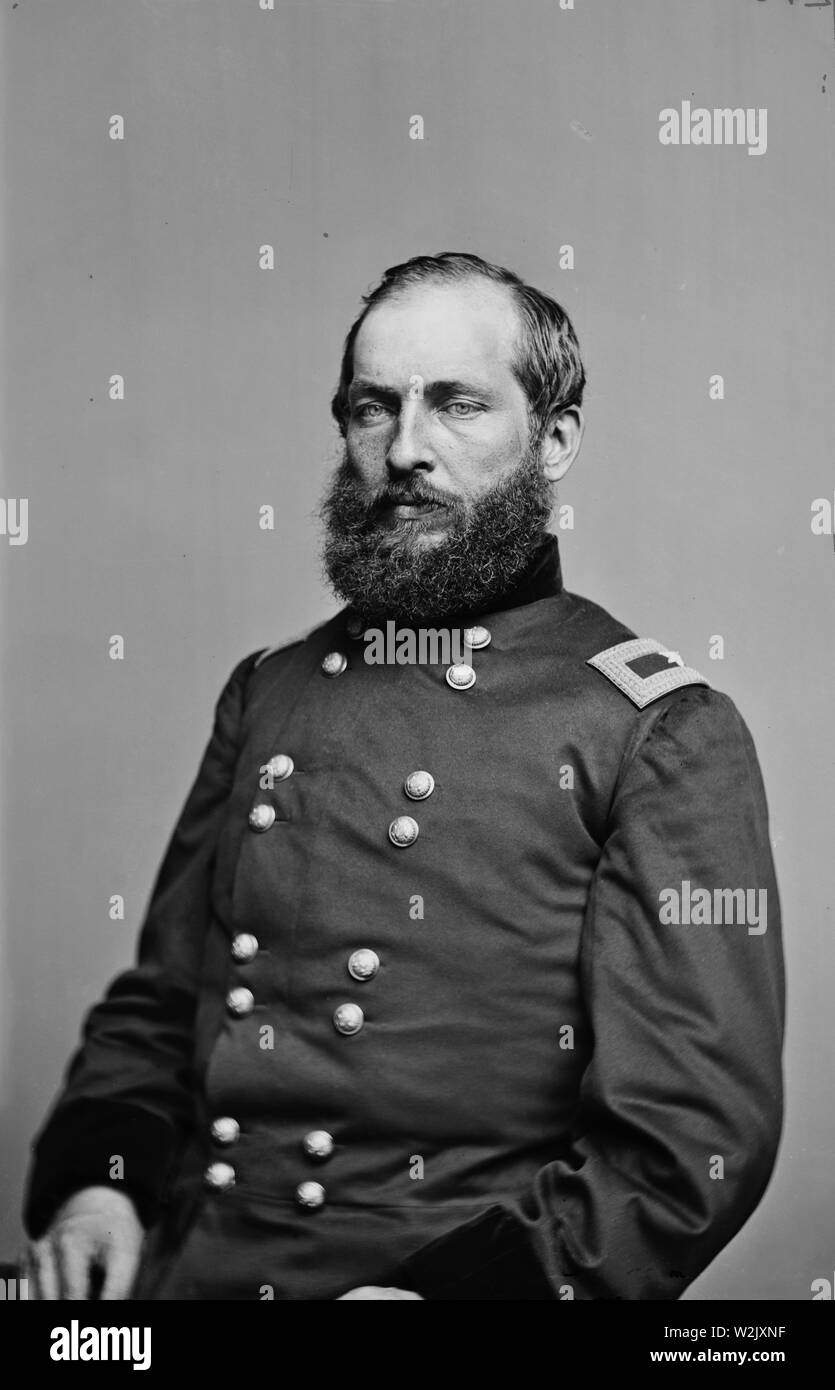 James A. Garfield (1831-81), 20. Präsident der Vereinigten Staaten, Kopf und Schultern Portrait als Brigadier General während des Amerikanischen Bürgerkrieges, Fotografie von Mathew B. Brady, 1865 Stockfoto