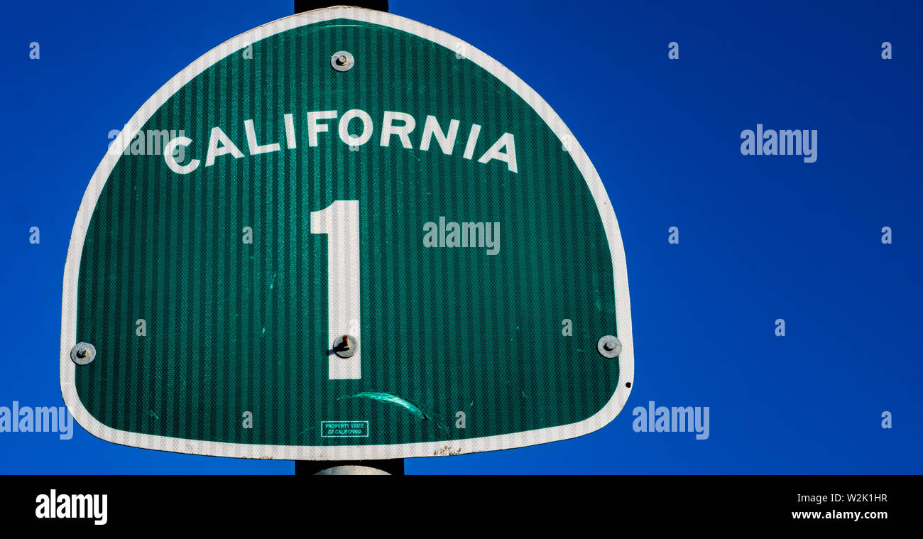 Die Pacific Coast Highway 1 Zeichen in Kalifornien Stockfoto