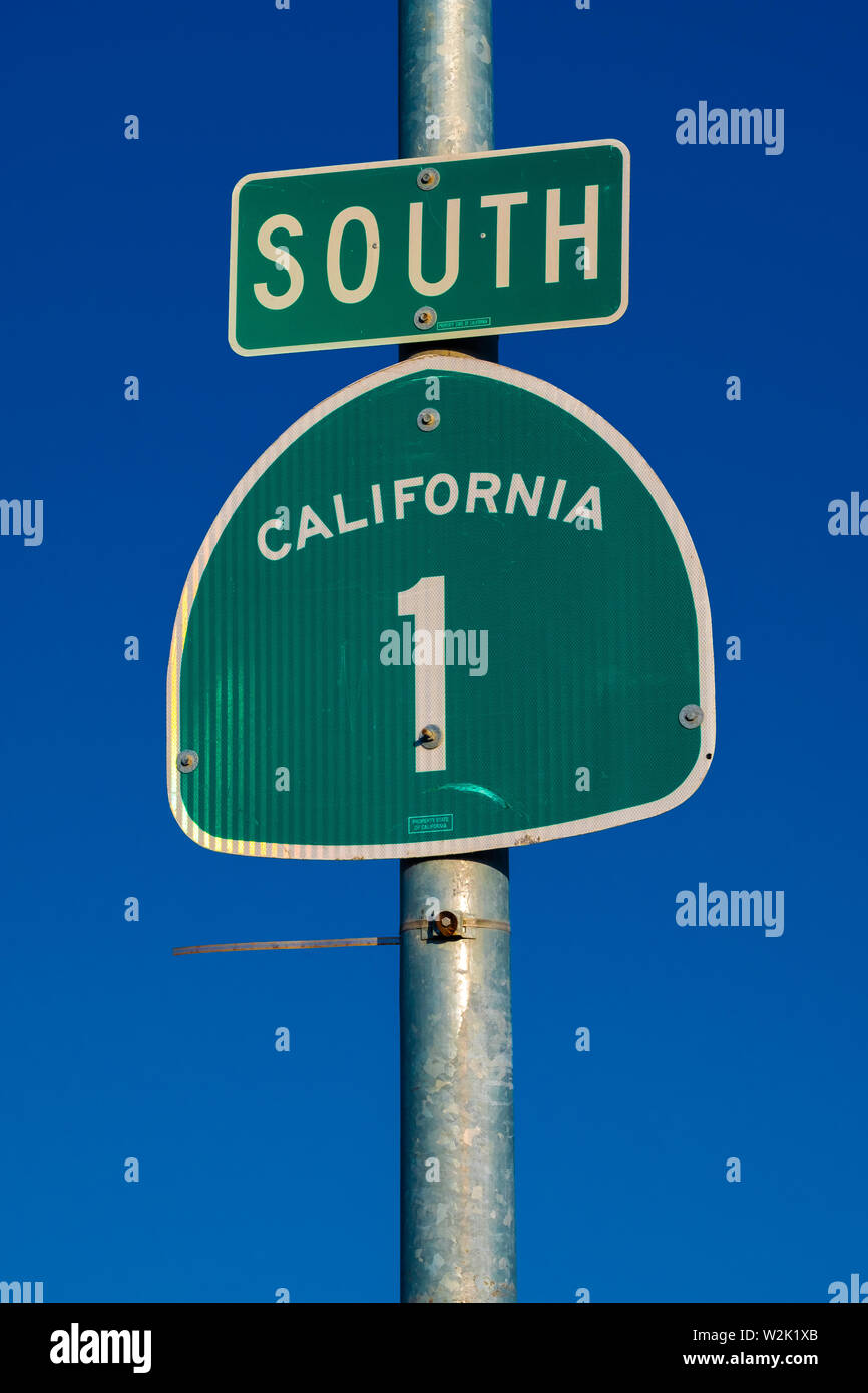 Die Pacific Coast Highway 1 Zeichen in Kalifornien Stockfoto