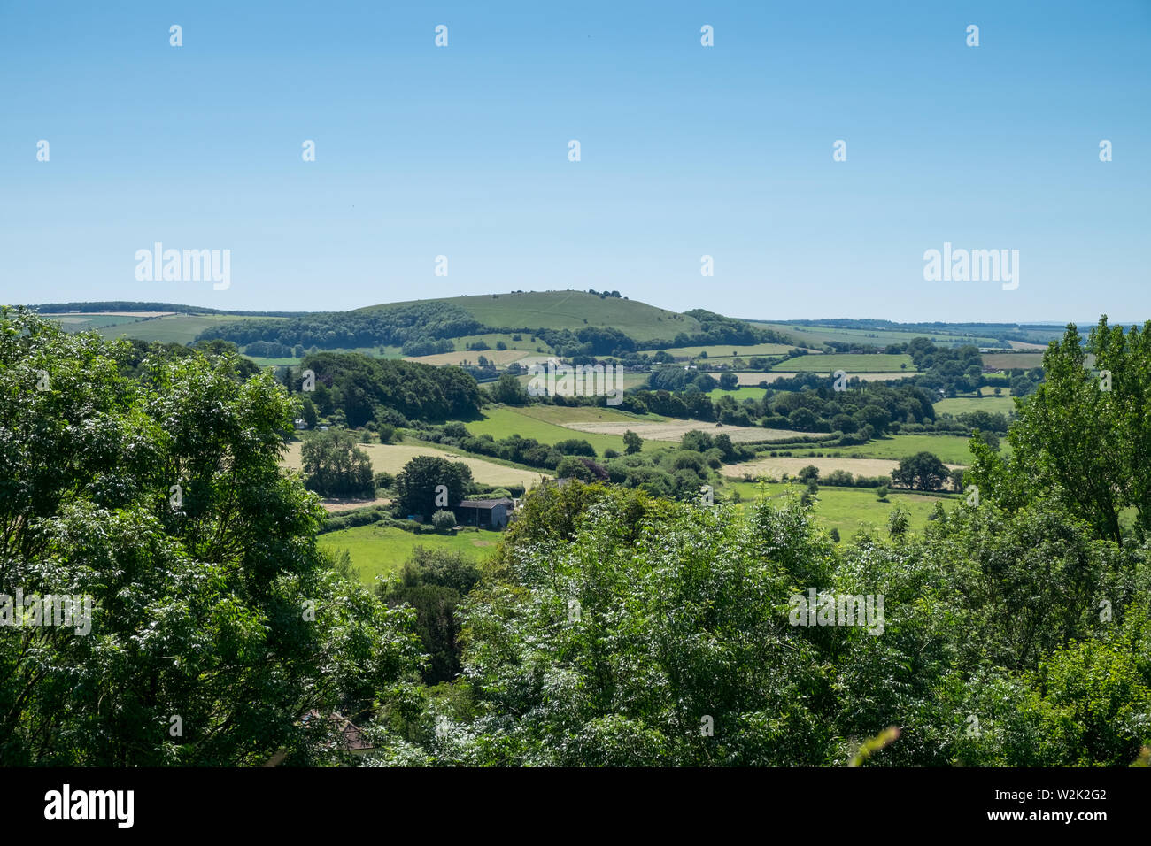 Blick über Blackmore vale in Shaftesbury, Dorset Stockfoto