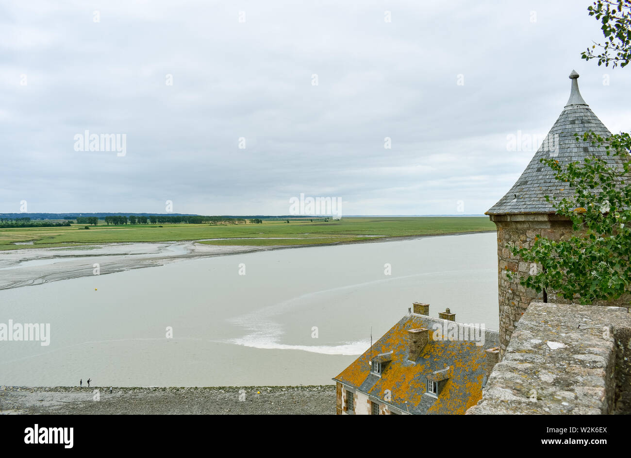 Ansicht von innen in einem der Türme des Mont Saint Michel, Frankreich Stockfoto