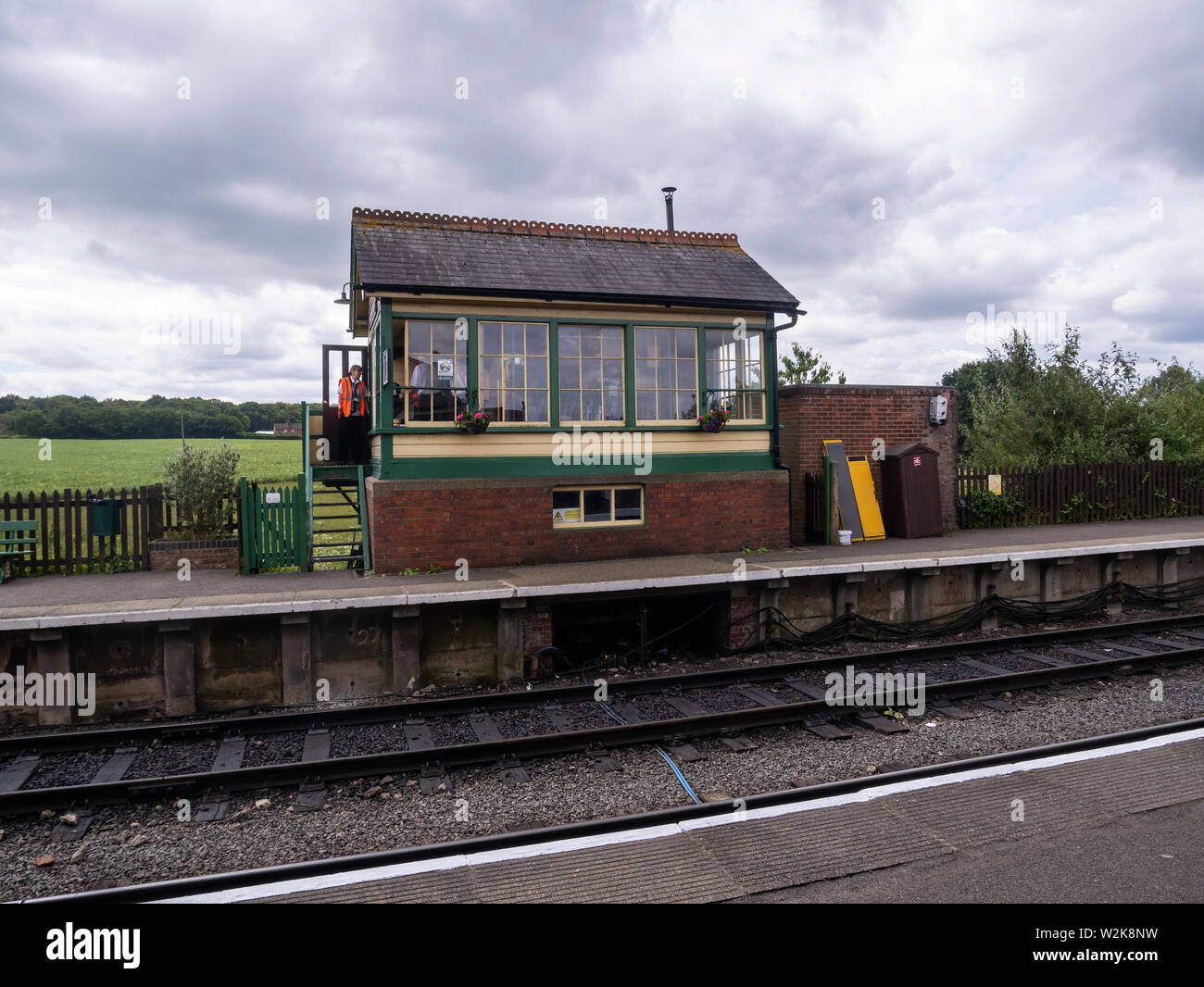 Stellwerk an der North Weald Station auf der Epping und Ongar Eisenbahn Stockfoto