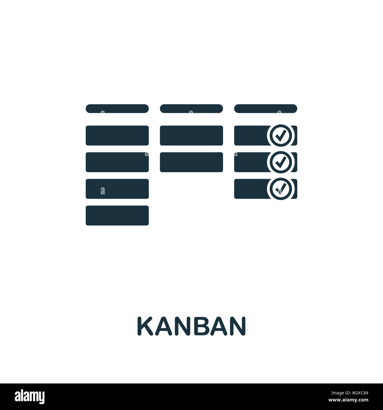 Symbol Kanban. Kreatives Zeichen aus der agilen Icons Kollektion. Gefülltes flaches Kanban-Symbol für Computer und mobile Geräte Stockfoto