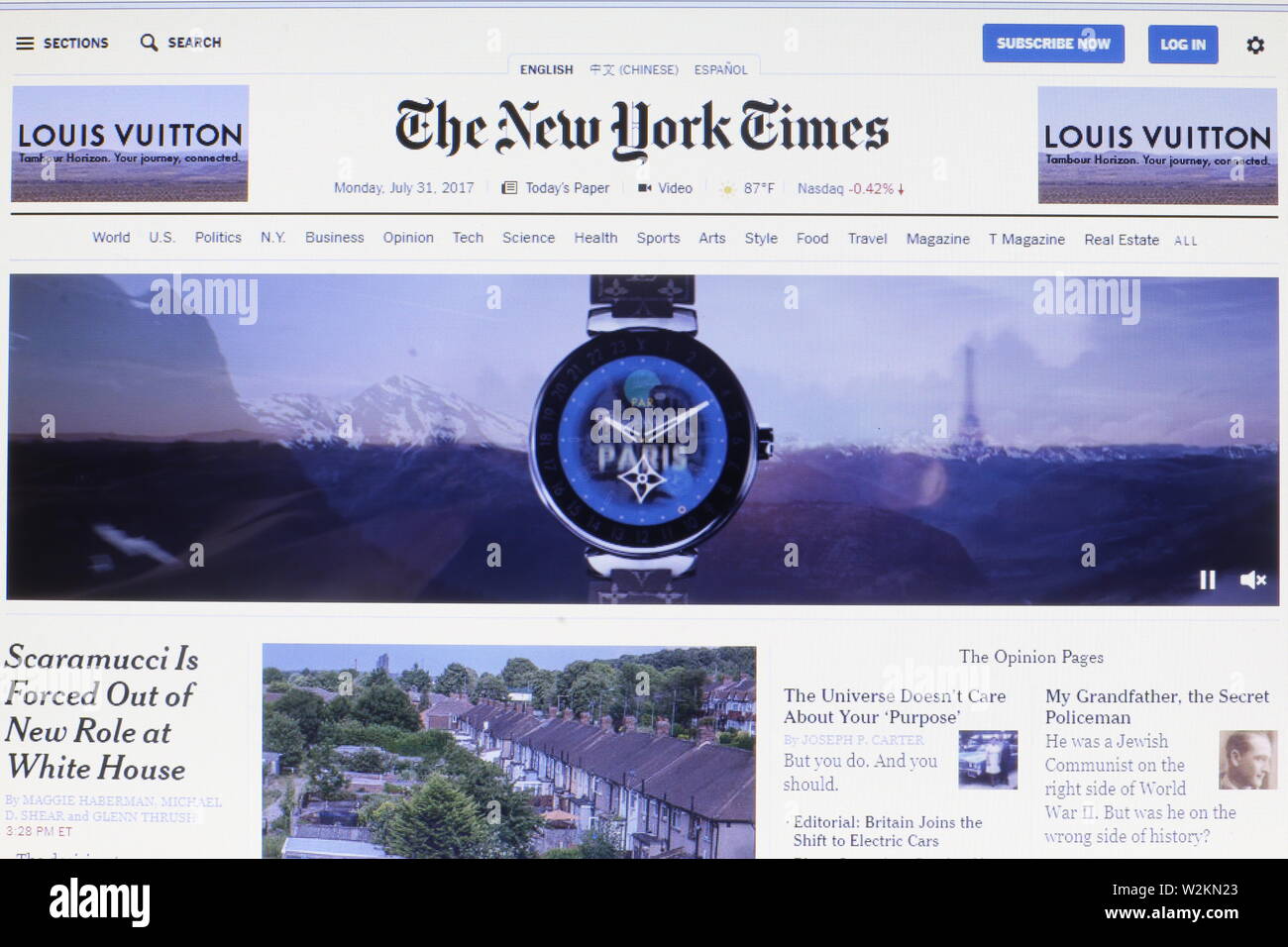 Die offizielle Website der Zeitung "The New York Times Stockfoto