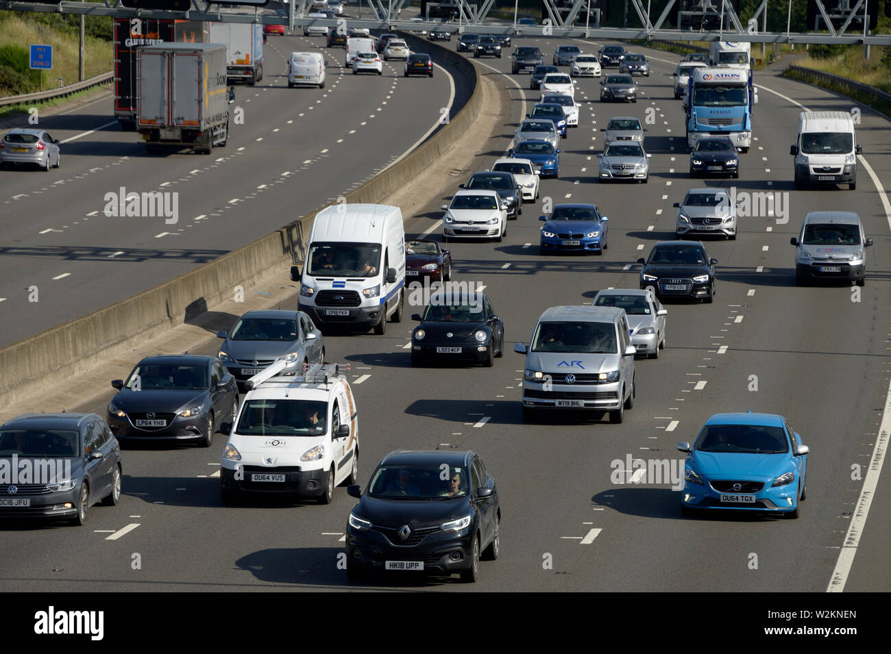 Gehen Sie langsam, rolling Straßensperre, auf die M1 an der Nottingham Stockfoto