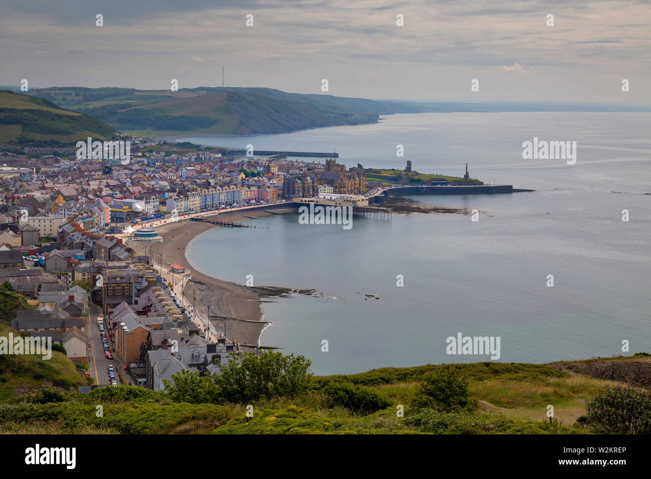 Eine Ansicht von Aberystwyth aus Constitution Hill Stockfoto