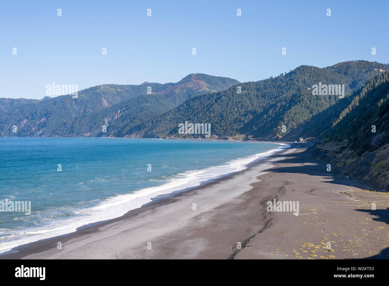 Schwarzer Sand Strand. Shelter Cove, Kalifornien, USA. Stockfoto