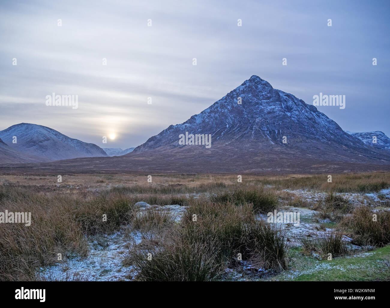 Buachaille Etive Mor Sonnenuntergang - Glencoe Stockfoto