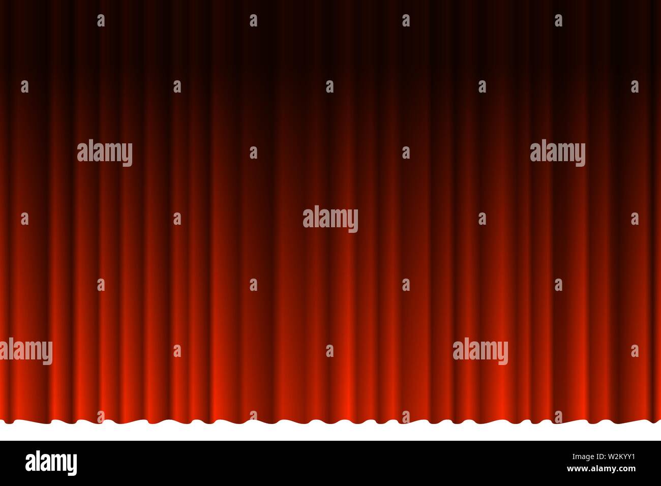 Geschlossener Luxus roten Vorhang mit vielen Schatten Bühne Hintergrund Spotlight Strahl beleuchtet. Theatralische Samtstoff Vorhänge Bühne Eröffnungszeremonie. Vektorgrafik Stock Vektor