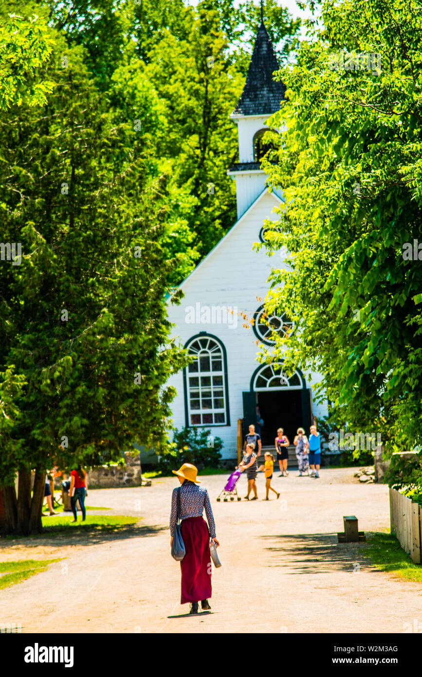 Die Menschen und das tägliche Leben in der Quebec Dorf (village Québécois d'Antan von drummondville) Stockfoto