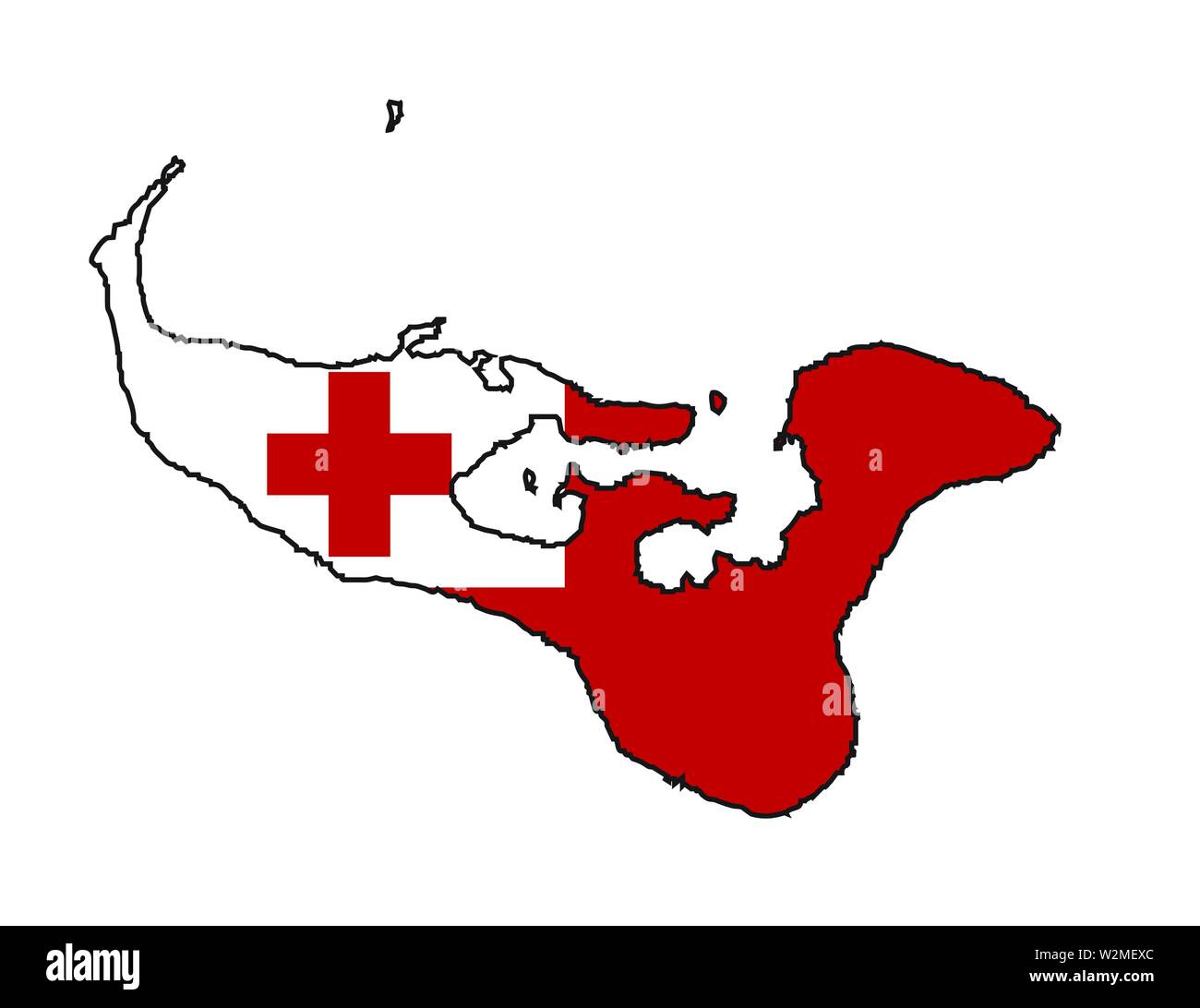 Tonga schwarze Karte silhouette Umrisse isoliert Silhouette auf weißem Hintergrund Stock Vektor