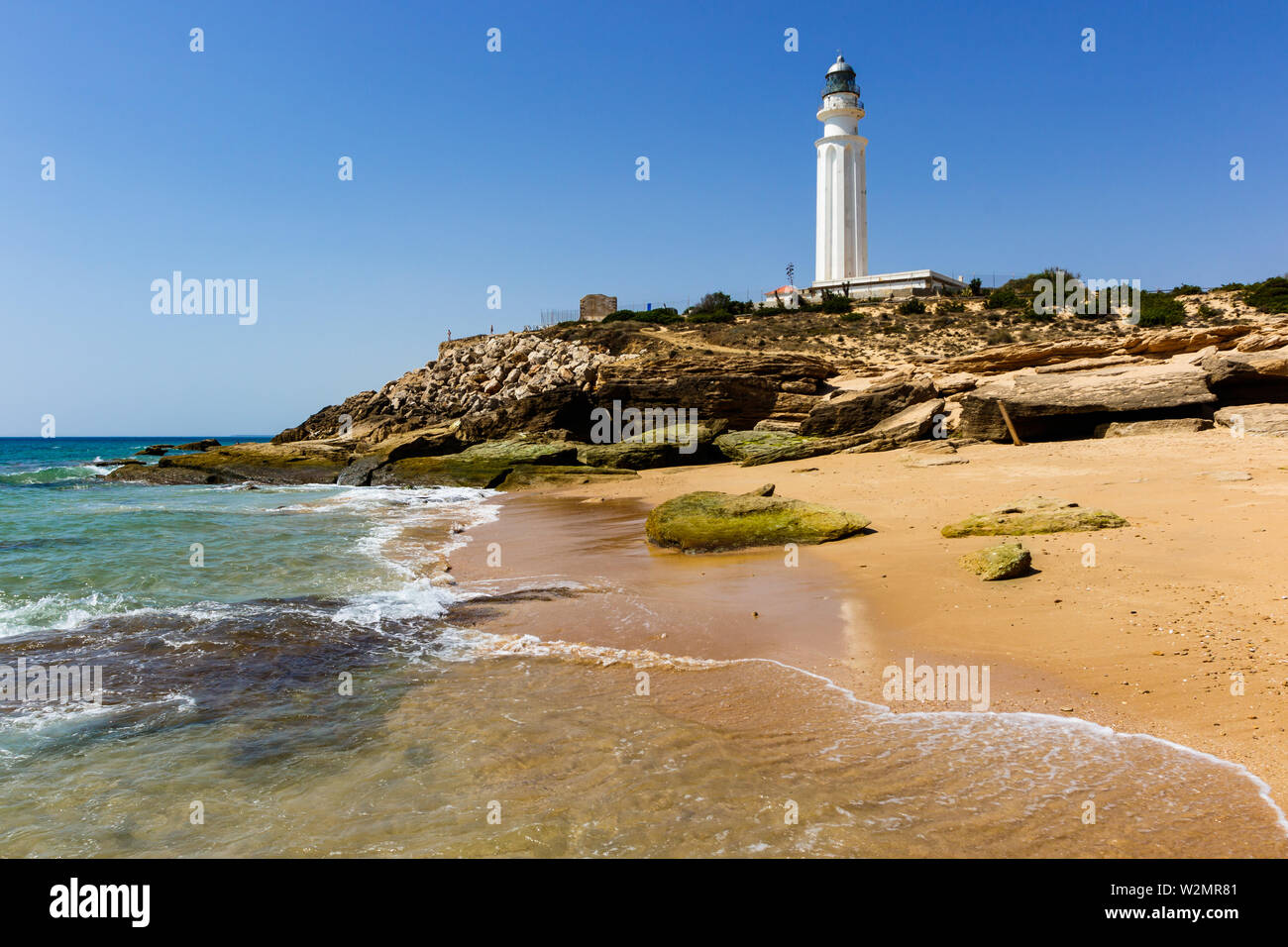 Faro Trafalgar Strand Cadiz Stockfoto