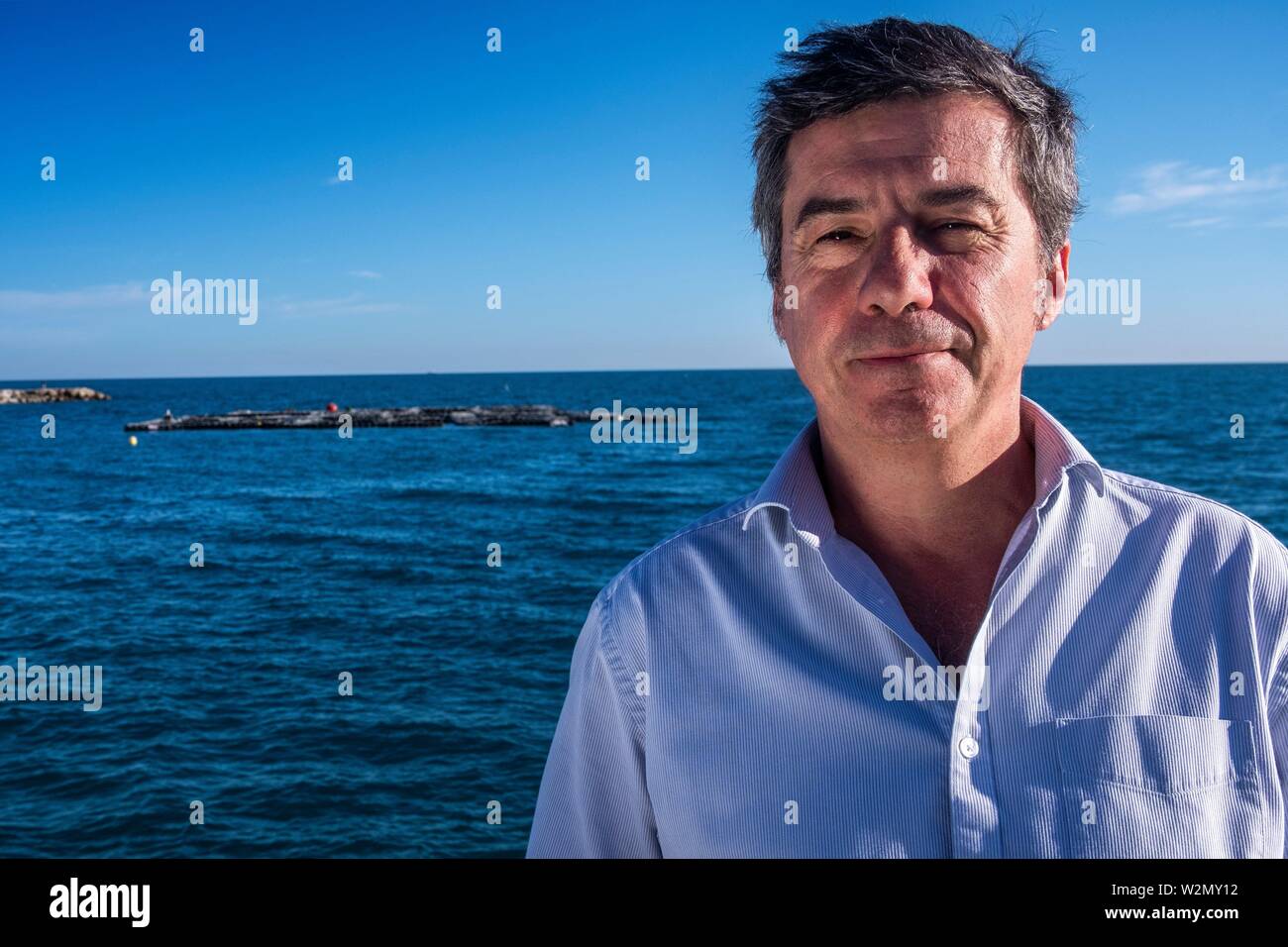 France-Paca - Alpes Maritimes - Herr Antoine Mangin, aus einer Aquakultur Unternehmen in Sofia A. Stockfoto