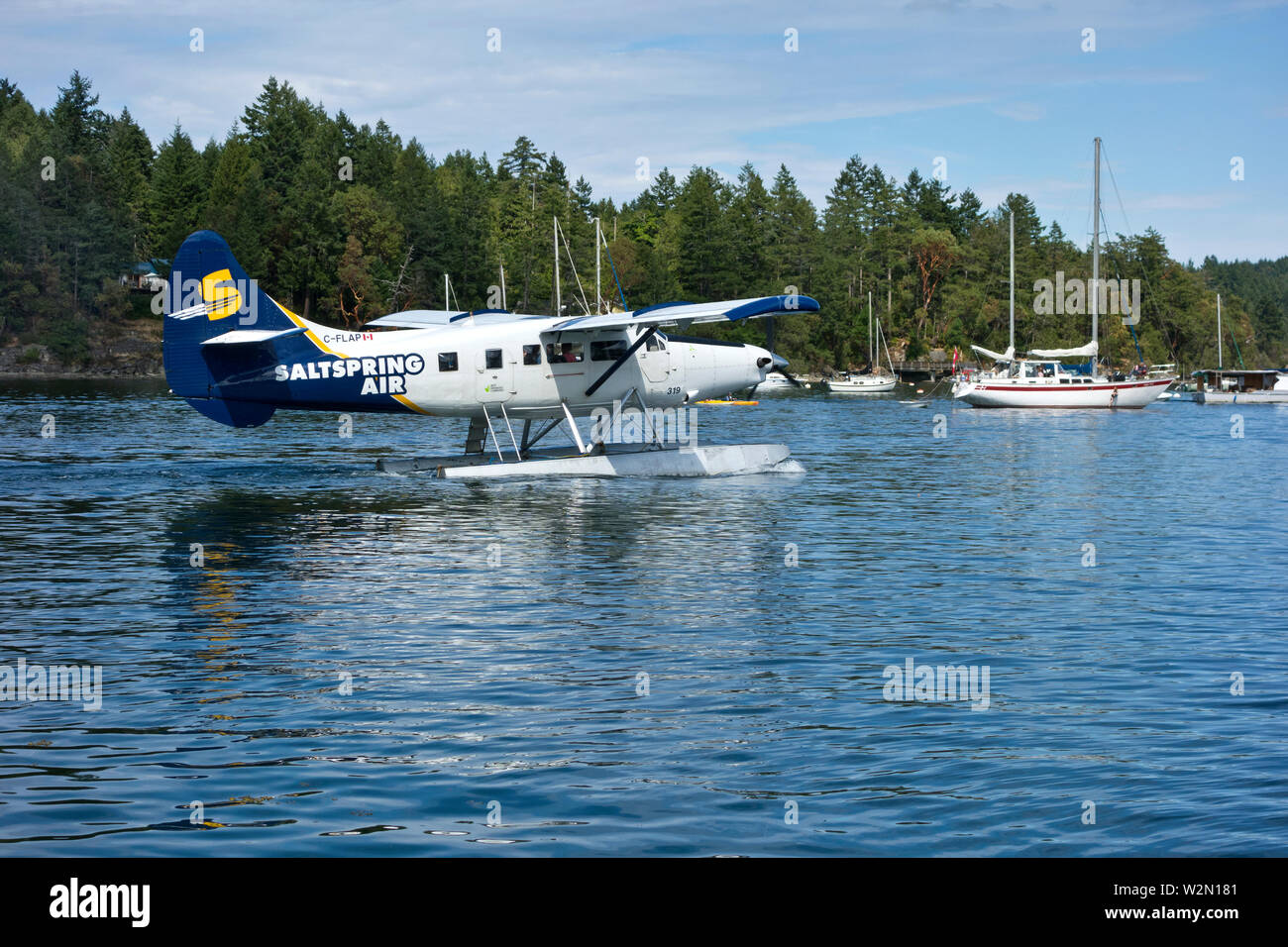 De Havilland Canada DHC-3 T Vazar Turbine Otter Wasserflugzeug vom Ganges Hafen auf Salt Spring Isand, von Salt Spring Air geflogen. Stockfoto