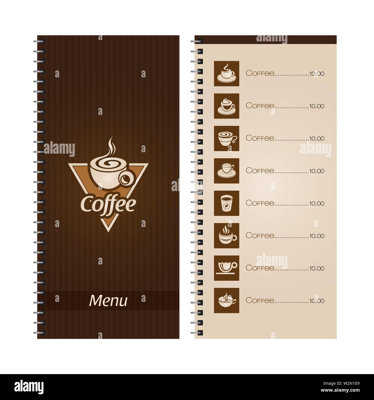 Kaffee Speisekarte für verschiedene Arten von Kaffee Stock Vektor