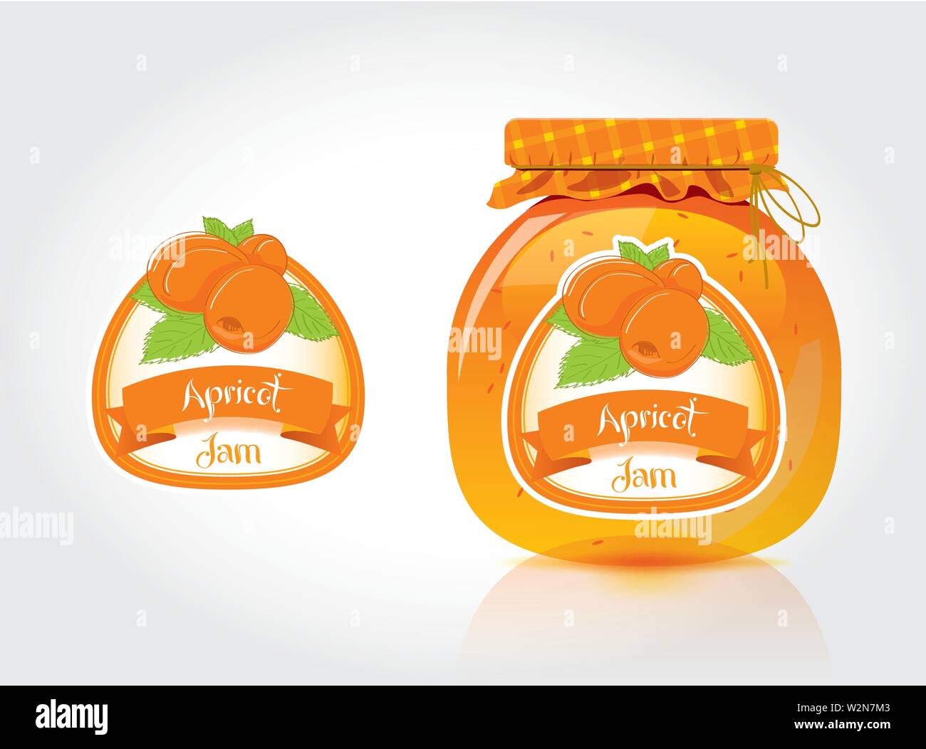 Aprikosenmarmelade Label mit Jar Stock Vektor