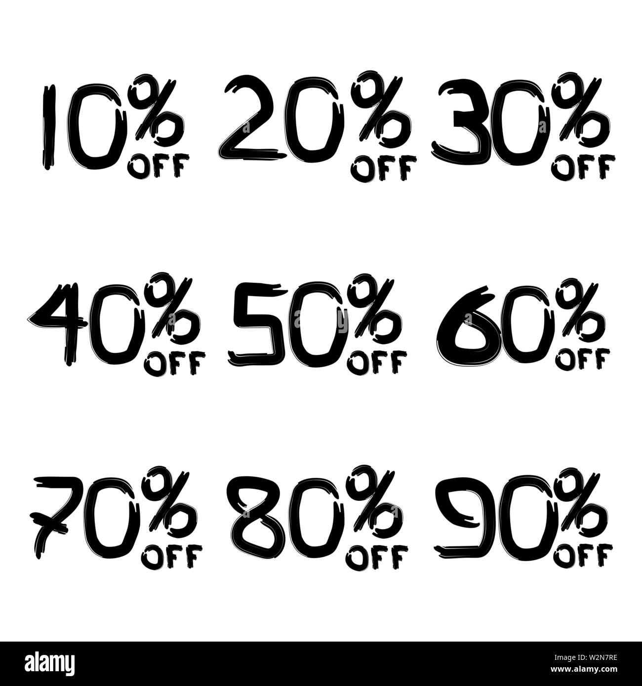 Verkauf 10-90% Inschriften Symbole. Vector EPS Stock Vektor