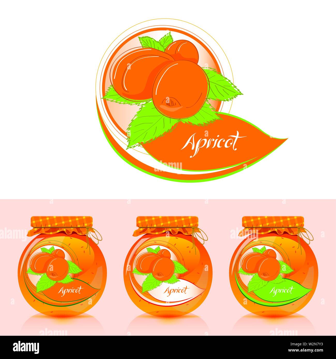 Aprikosenmarmelade Label mit Jar Stock Vektor