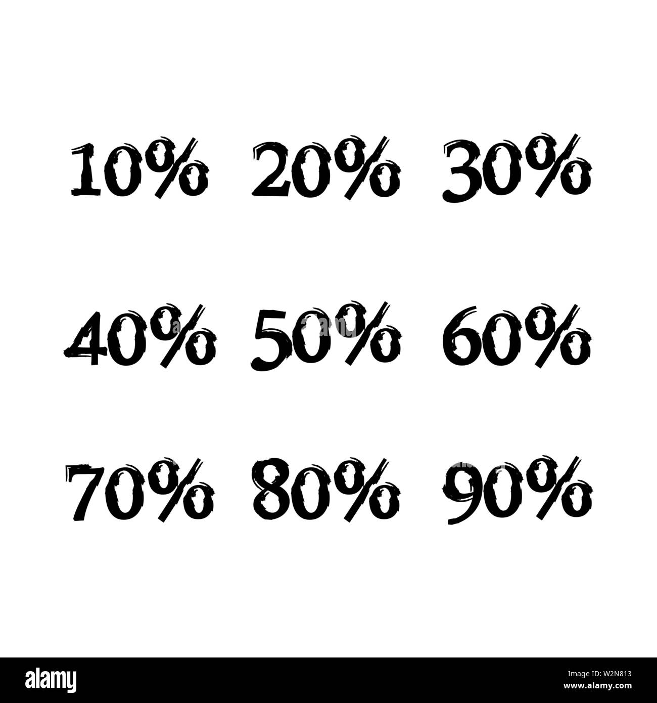 Verkauf 10-90% Inschriften Symbole. Vector EPS Stock Vektor