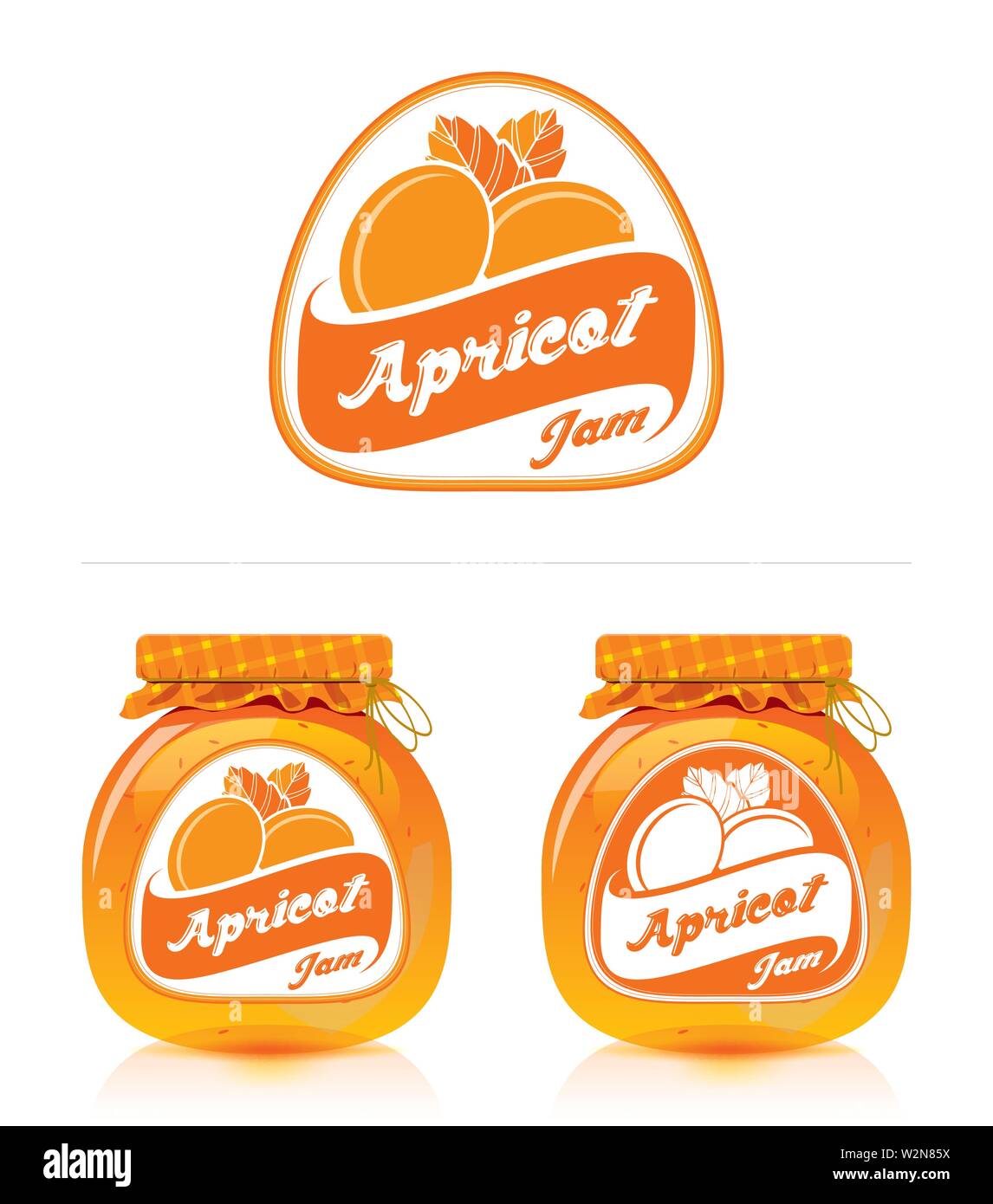 Aprikosenmarmelade Label mit Jar Stock Vektor