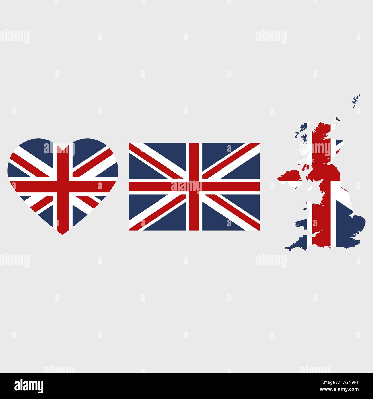 Symbole United Kingdon in verschiedenen Formen von der Flagge Hintergrund eingerahmt Stock Vektor