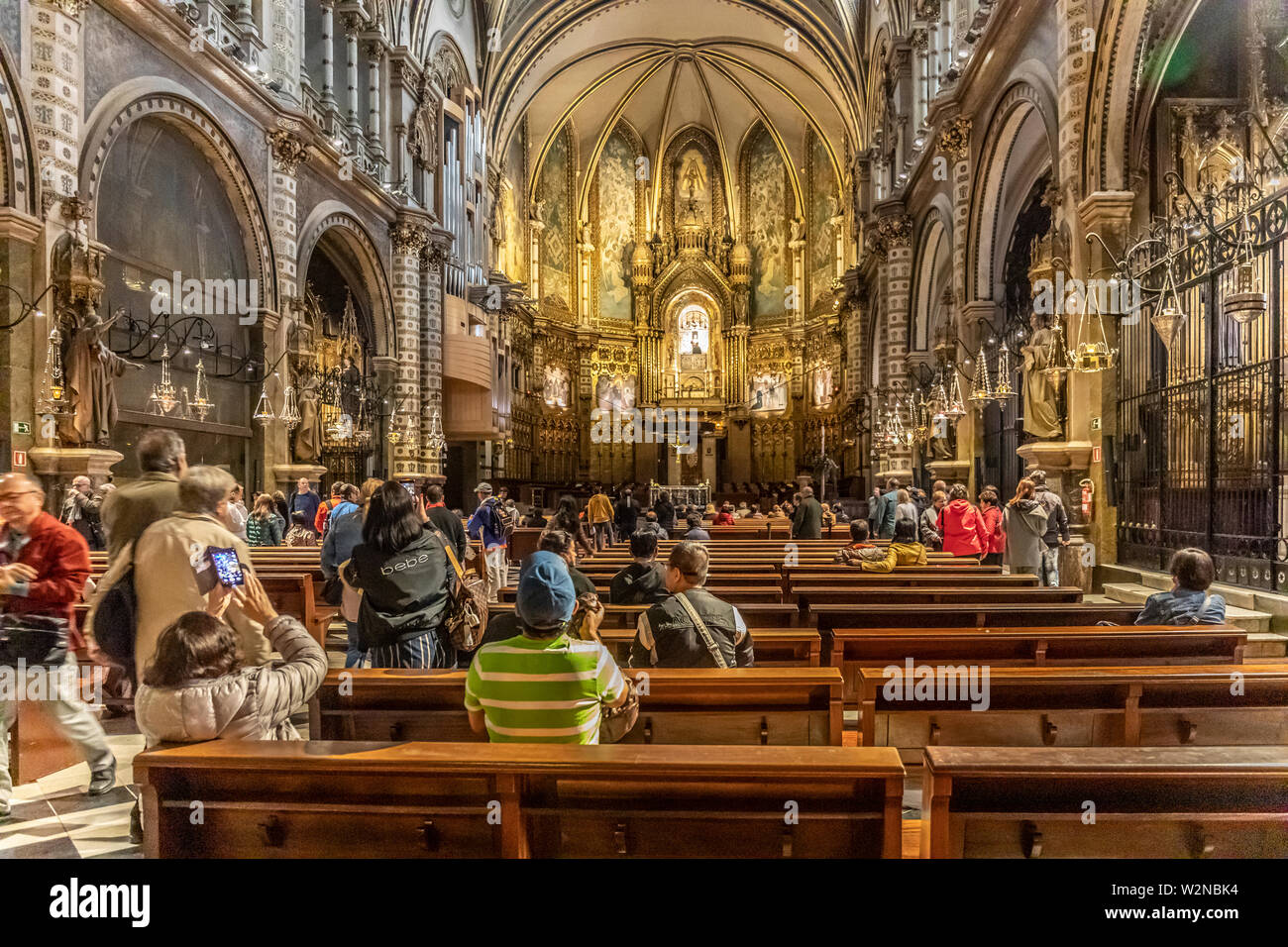 Im Inneren der Kathedrale mit der Schwarzen Madonna. Kloster Montserrat, Monistrol de Montserrat, Katalonien, Spanien Stockfoto